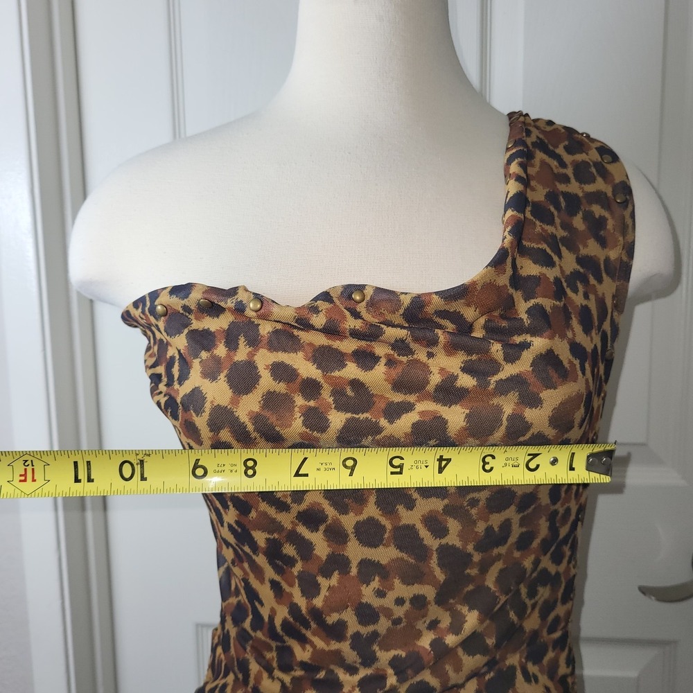 New! Fashion Nova Mesh Mini Dress Leopard Print Open Back Dress Size M - Picture 9 of 11